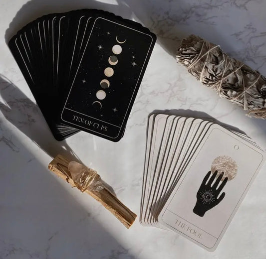 Luna Soleil Tarot Deck - 78 Card Celestial Tarot Set with Quartz Crystal, Guidebook & Ritual Pouch